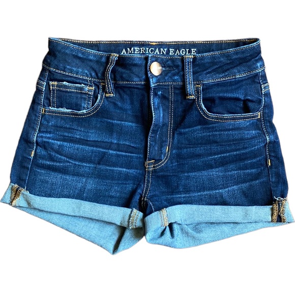 American Eagle Outfitters Super Stretch Hi-Rise Shortie Jean Shorts - Picture 1 of 7